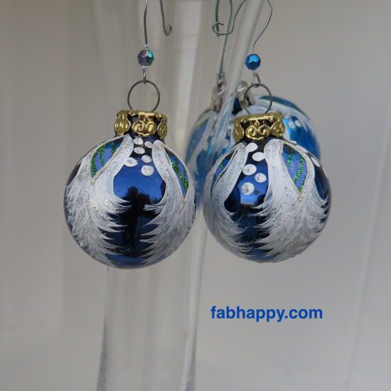 blue white feather baubles