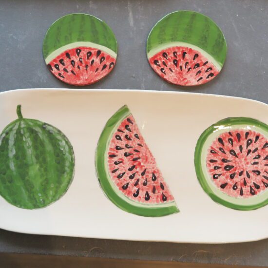 watermelon tray and coasters