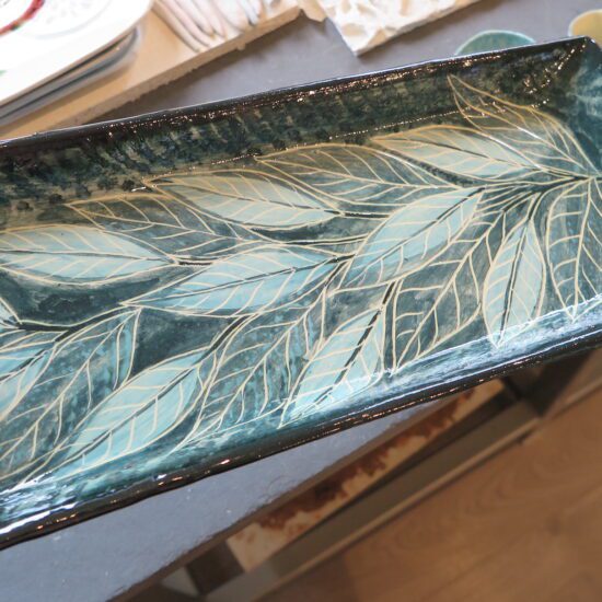 turquoise leaf tray
