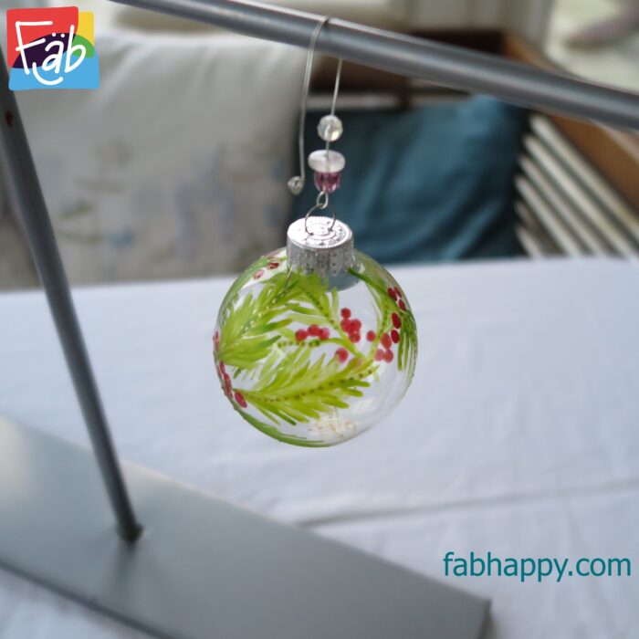 the bauble hanging on a stand