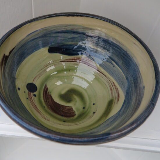 light green blue swirl bowl