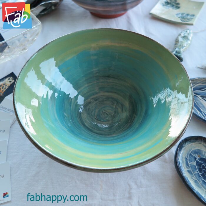 turquoise bowl from above
