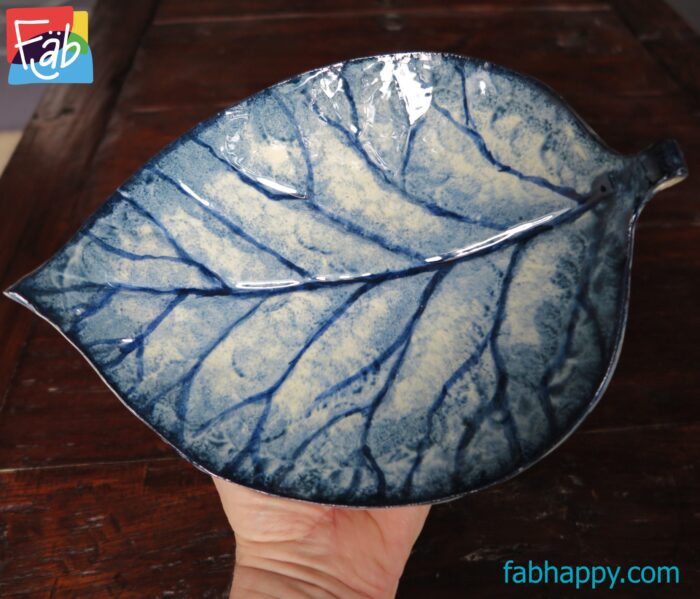 Textured Blue Leaf Platter